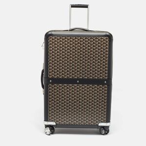 Goyard Large Black Coated Canvas Leather And Rubber Suitcases